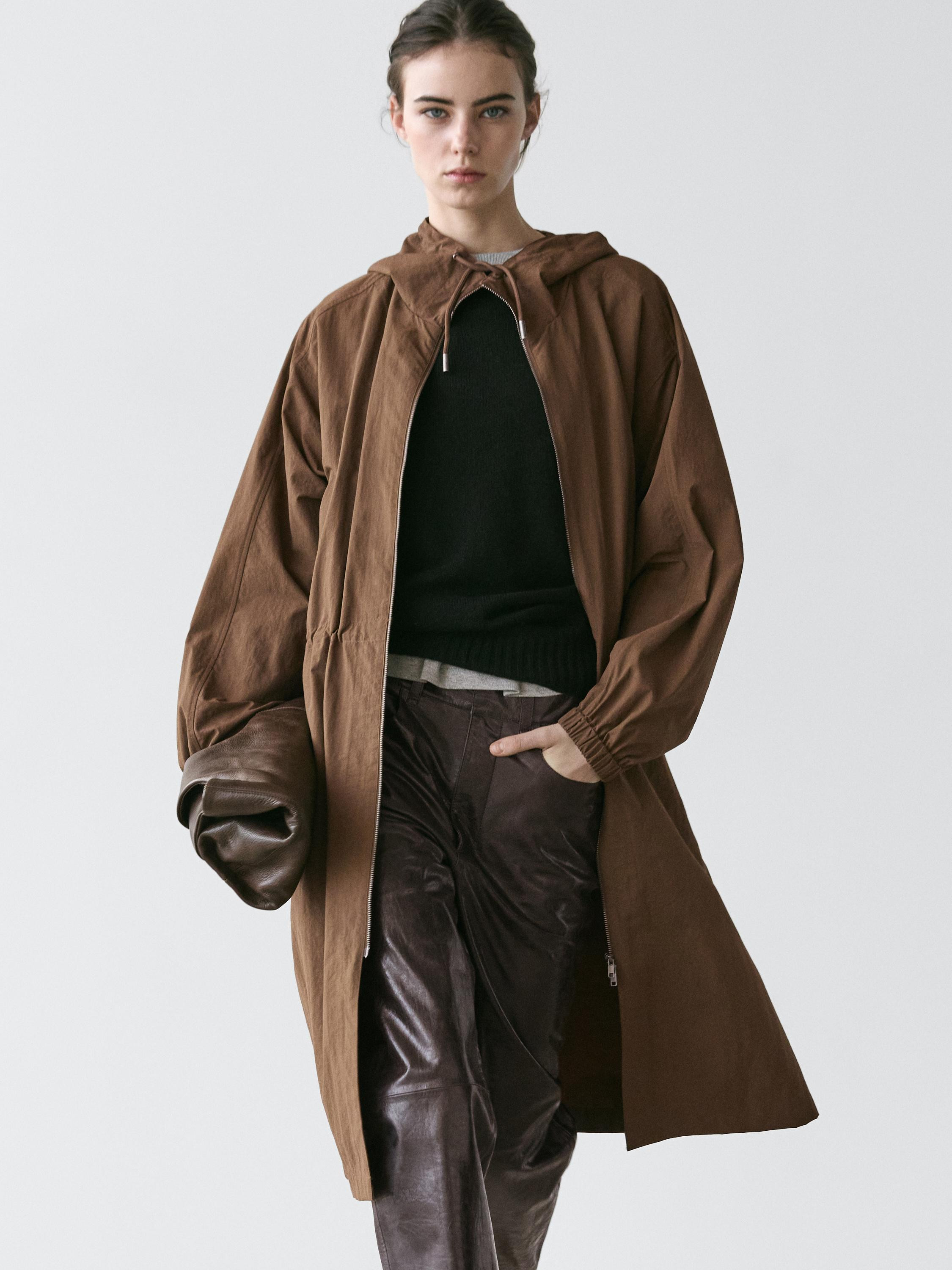 Long technical fabric parka | Massimo Dutti UK