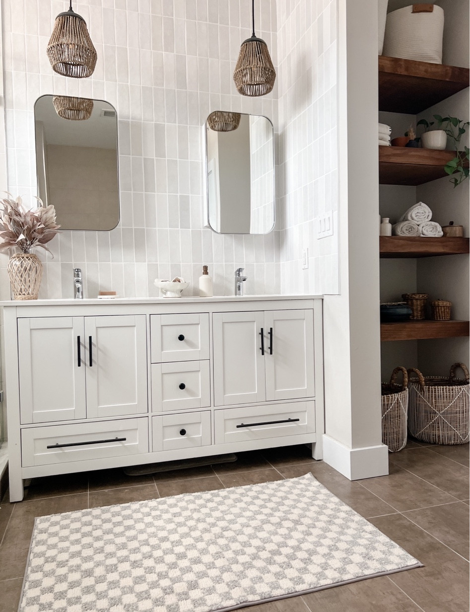 I just put this new checked washable rug in our primary bath as our bath mat and I love it! It fits the space so perfectly. Bathroom decor, bathroom inspo. 

#LTKunder50 #LTKFind #LTKhome