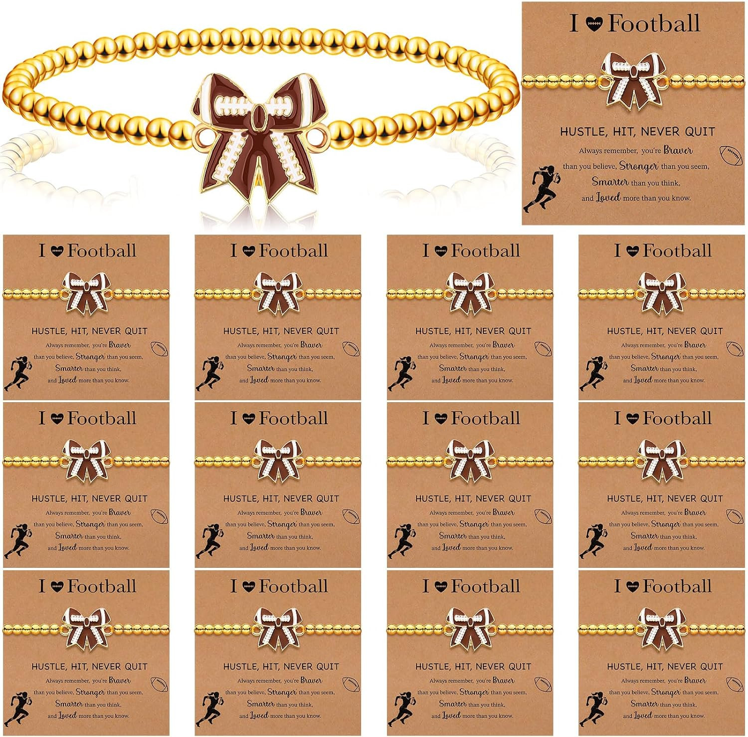 Huquary 20 Set/ 40 Pcs Sports Bracelets with Inspirational Card | Amazon (US)