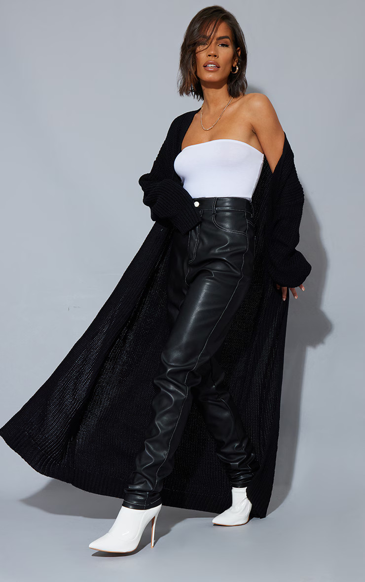 Black Maxi Knit Cardigan | PrettyLittleThing US