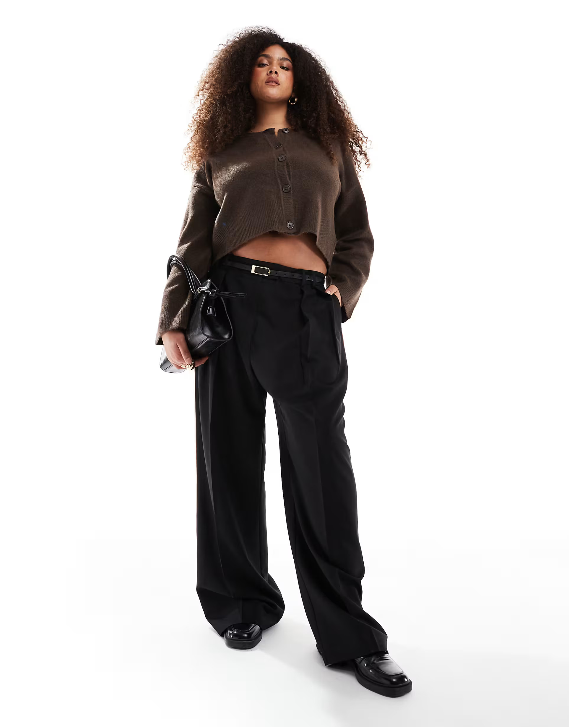 ASOS DESIGN Curve tailored relaxed pants with contrast piping in black | ASOS | ASOS (Global)