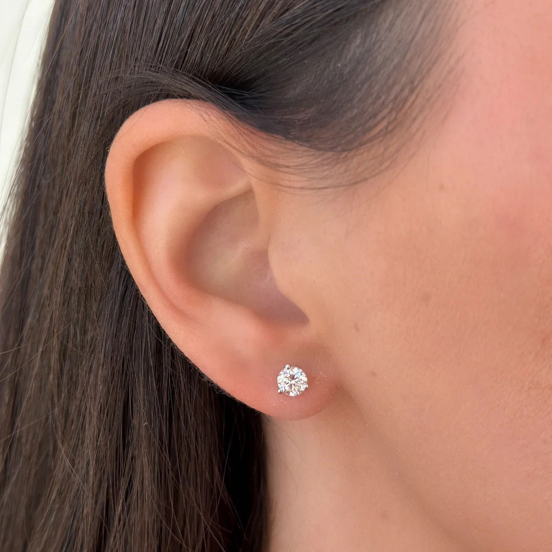 14K Lab Grown Diamond 3-Prong Martini Studs | Embark Fine Jewelry