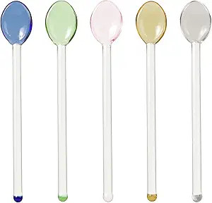 Generic 5Pcs Glass Stirring Spoons Heat Resistant Mixing Rod For Coffee Tea Yogurt Ice Cream Cock... | Amazon (US)