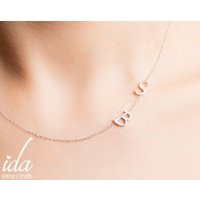 Personalized Necklace - Statement Gift For Her Engagement Sterling Silver Sideways Initial | Etsy (US)