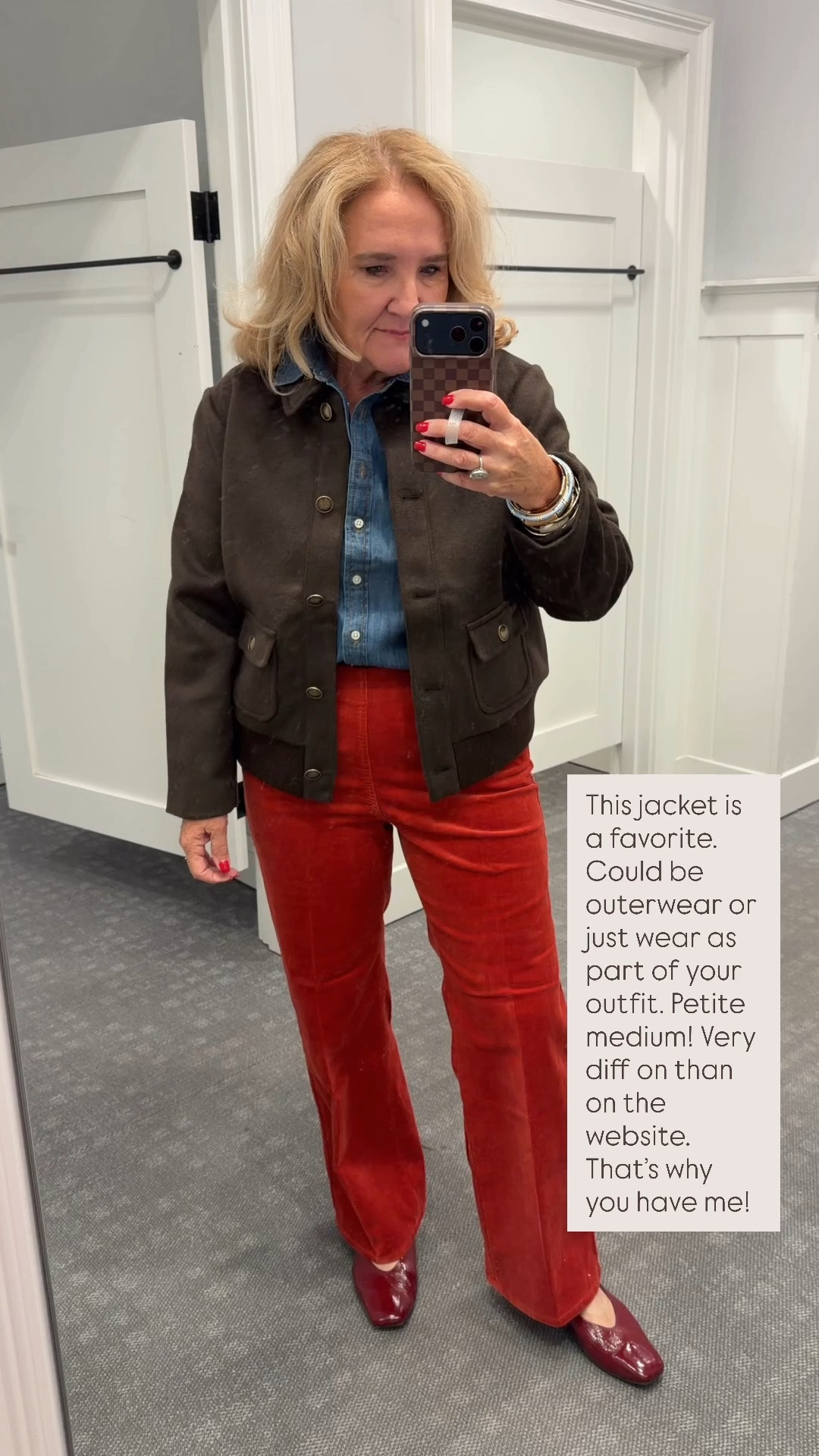 True to size, jacket and top are medium. Petite and corduroys are an eight petite

Fall outfit, fall, staples, Brown jacket, bomber jacket

#LTKSaleAlert #LTKOver40 #LTKPetite