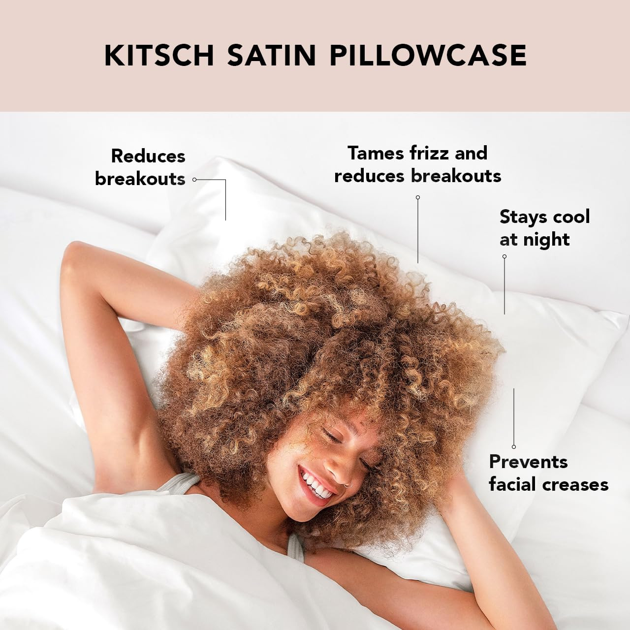 Kitsch Satin Pillowcase for Hair and Skin Queen - Softer Than Mulberry Silk Pillow Cases Standard... | Amazon (US)