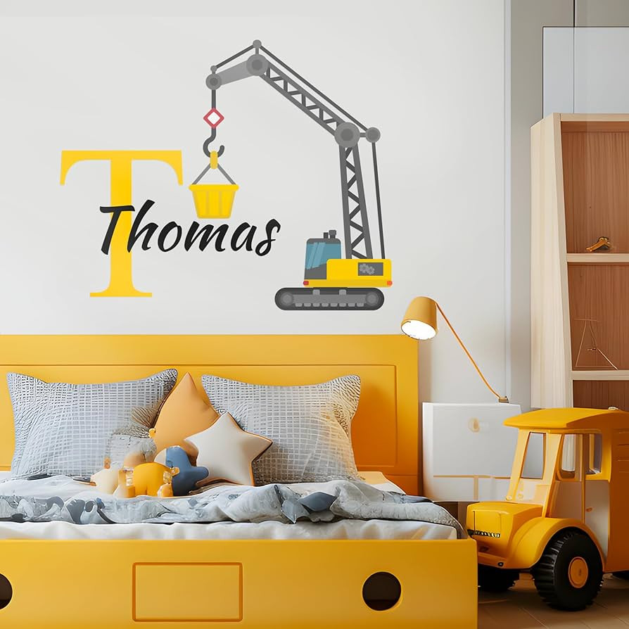 CRYPTONITE Wall Decor Construction Crane I Custom Name & Initial I Baby Boy I Nursery Wall Decal ... | Amazon (US)