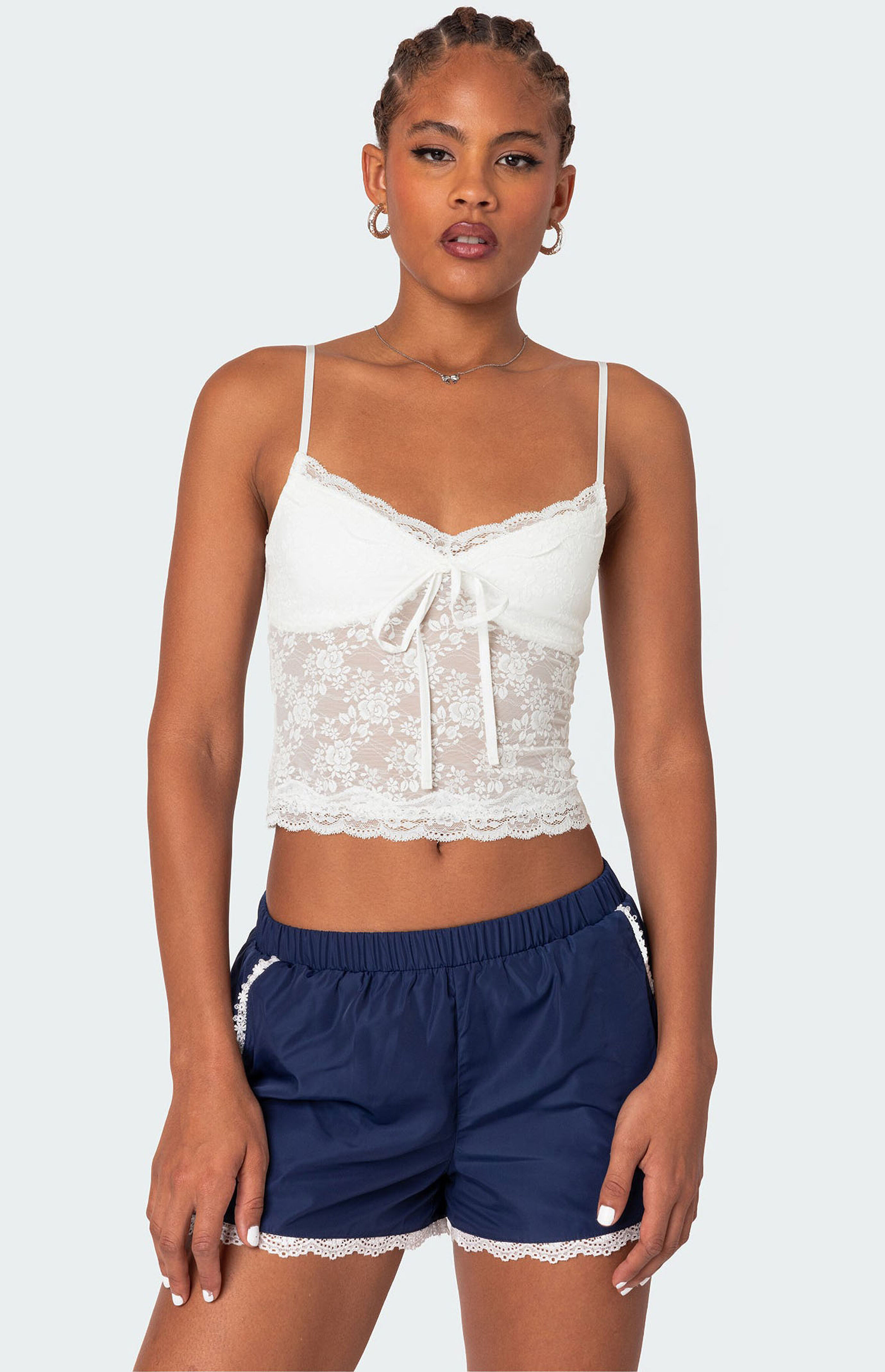 Edikted Cami Sheer Lace Tank Top | PacSun