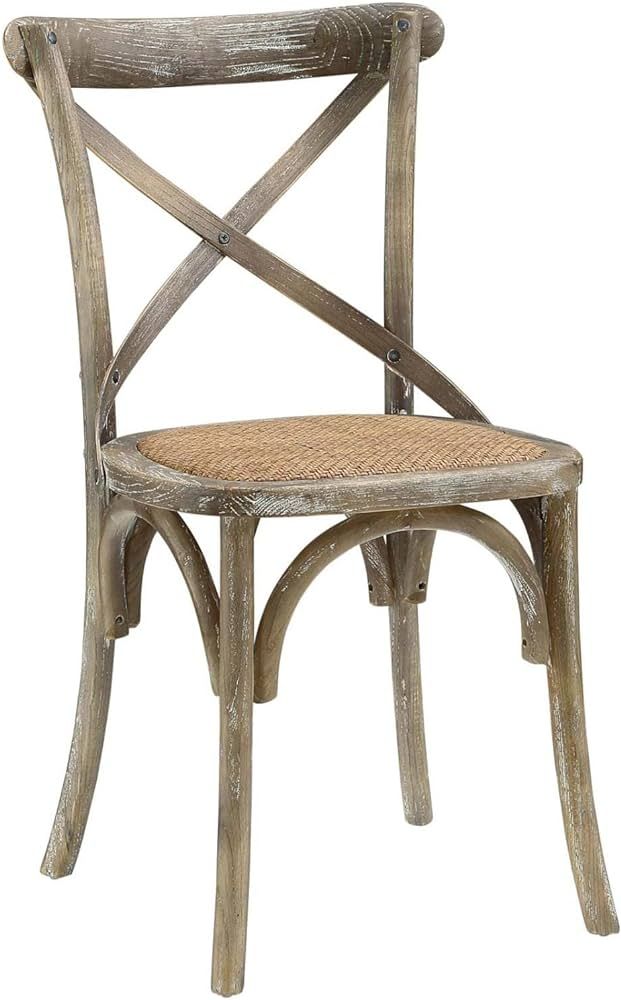 Modway Gear Rustic Modern Farmhouse Elm Wood Rattan Dining Chair in Gray | Amazon (US)