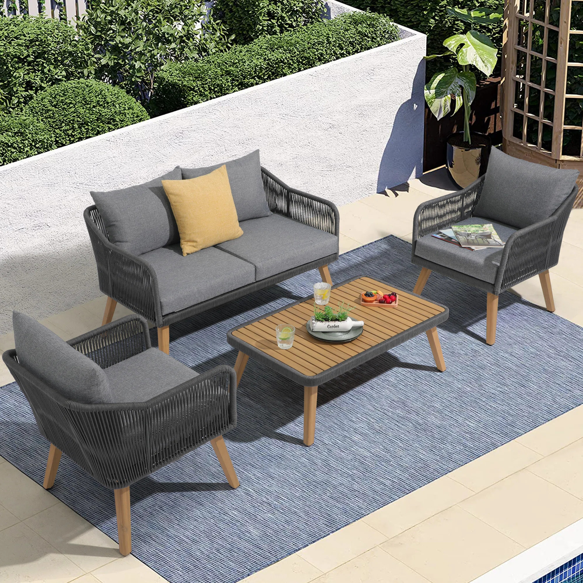 Acacia 4 - Person Patio Conversation Set with Cushions | Wayfair North America