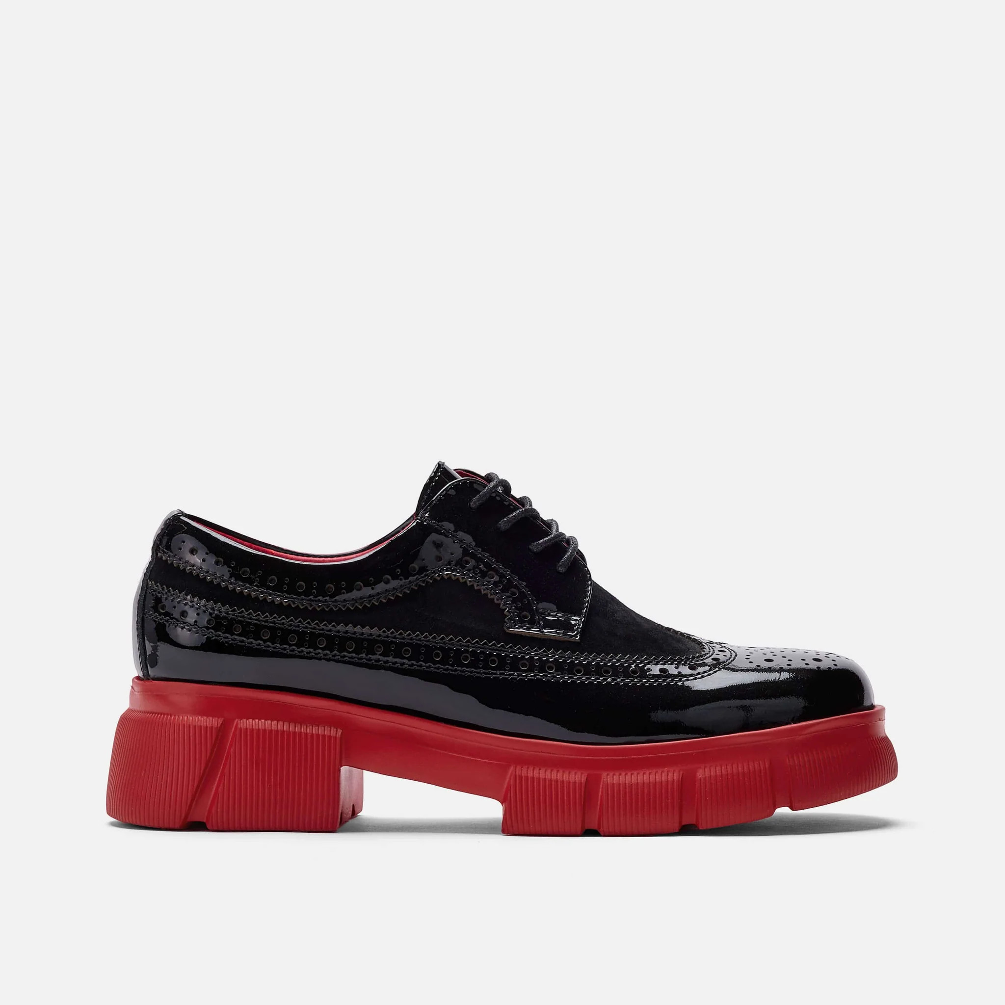Ms. Alexander Black/Red Leather Lug Wingtip Derby | Marc Nolan