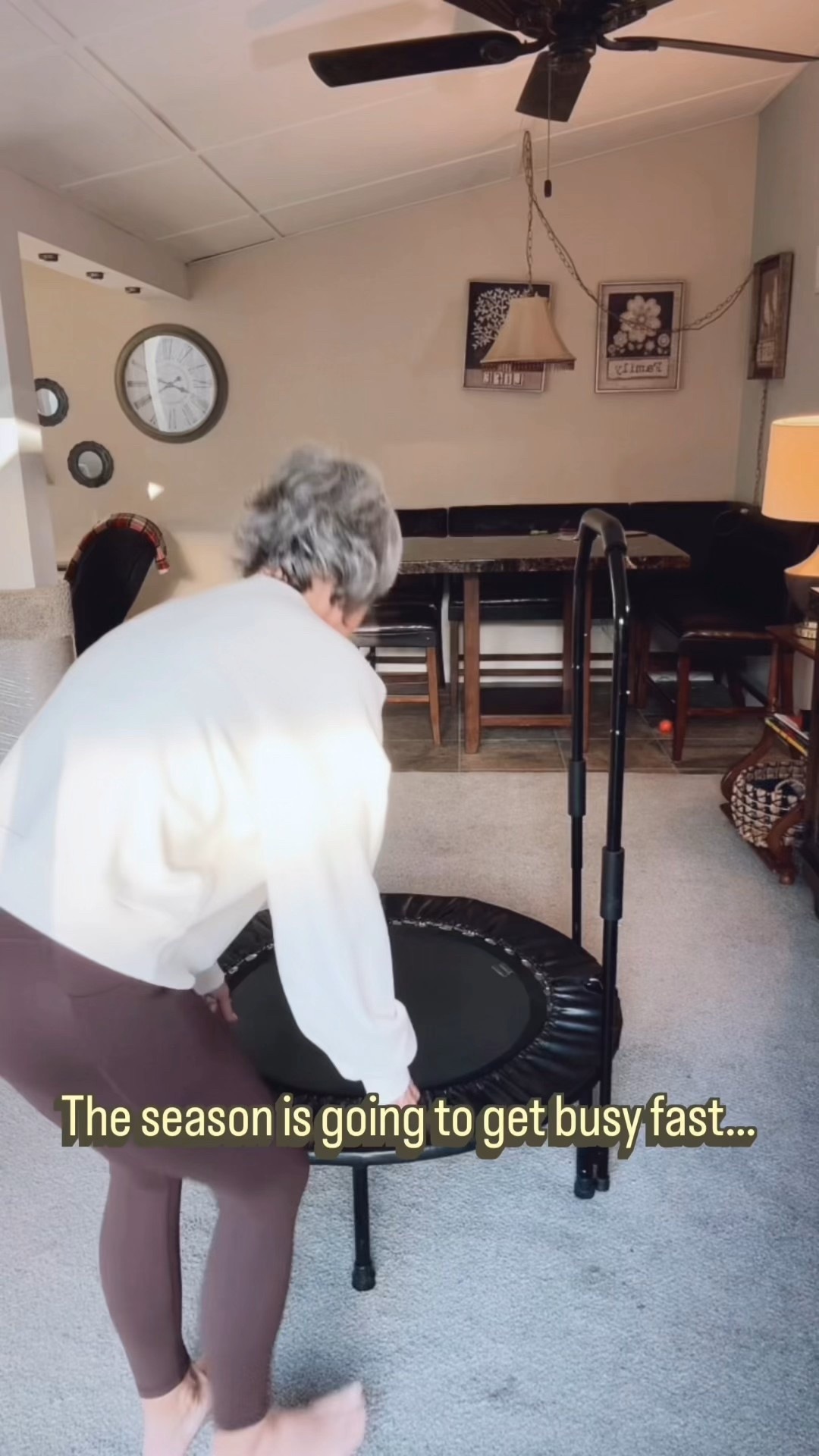 The holiday season fills up so quickly, but this is my gentle reminder that movement doesn't have to be all or nothing.
A tew minutes on my rebounder, a deep breath, a quiet reset - it all counts.
This little rebounding workout has become my way to stay grounded and present, even in the busiest weeks.
Not perfect, just present.

Tagging my favorite workout apparel for you here. 💪🏻

#LTKActive #LTKHoliday #LTKSeasonal