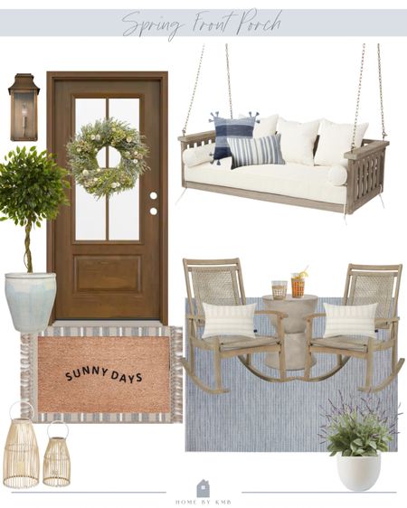 Blue and neutral spring front porch decor 

#LTKhome #LTKSeasonal