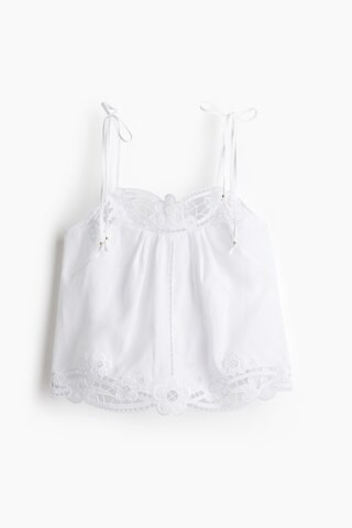 H & M - Top aus Leinen mit Bindeträgern - Weiß | H&M (DE, AT, CH, NL, FI)