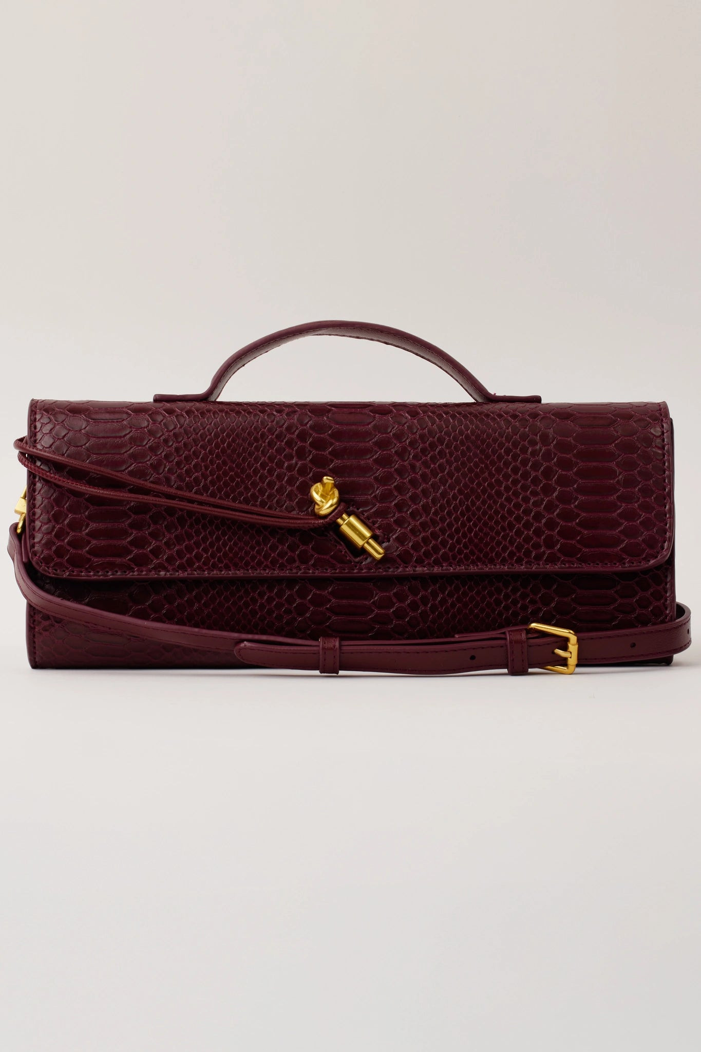 Gina Burgundy Faux Croc Leather Clutch | Avara
