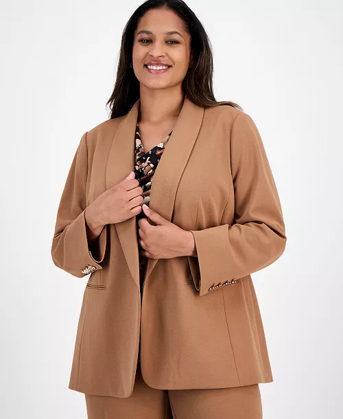Anne KleinPlus Size Shawl-Collar Open-Front Blazer | Macy's
