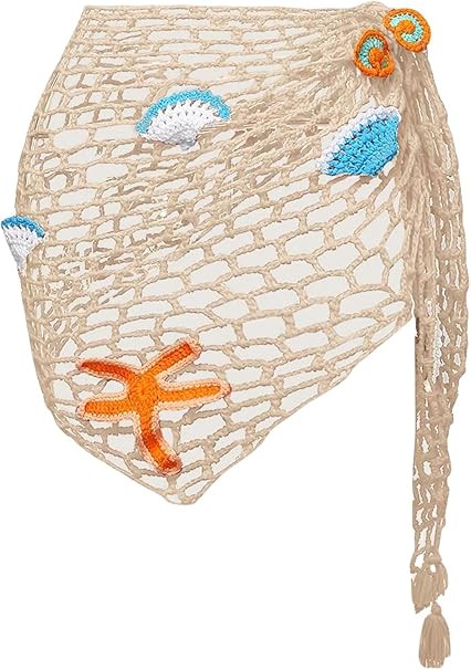 ZAFUL Crochet Sarong Coverups for Women Beach Vacation Starfish See Thru Tie Side Bathing Suit Co... | Amazon (US)