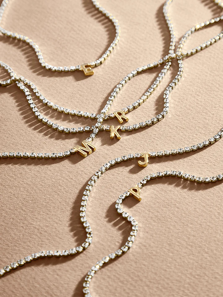 Ruth Initial Tennis Necklace - Gold/Pavé | BaubleBar (US)