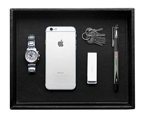 HofferRuffer Faux Leather Vanity Tray, Elegant Desktop Storage Organizer, Decorative Catchall Perfum | Amazon (US)