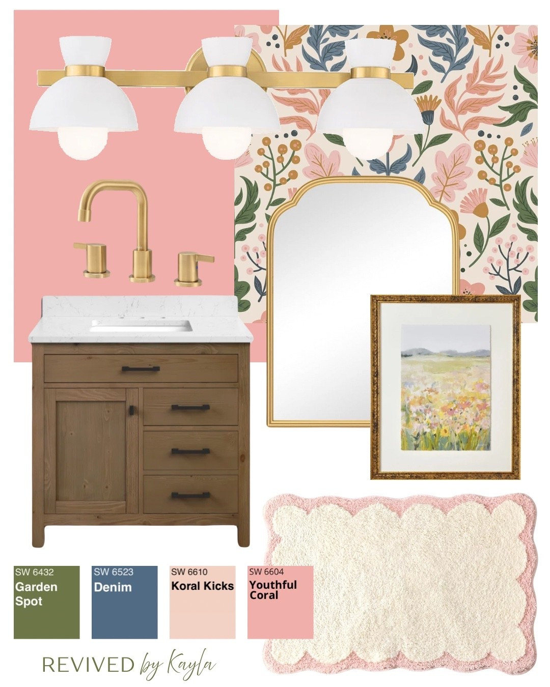Pink floral bathroom design, with color palette from Sherwin Williams 🌷

#homedecor #homedesign #bathroomdecor #bathroomdesign #homeinspo #bathroominspo #inspiration #home #paintcolors #pinkdecor #pinkpaint #girly #girlbathroom 

#LTKFindsUnder100 #LTKFindsUnder50 #LTKHome