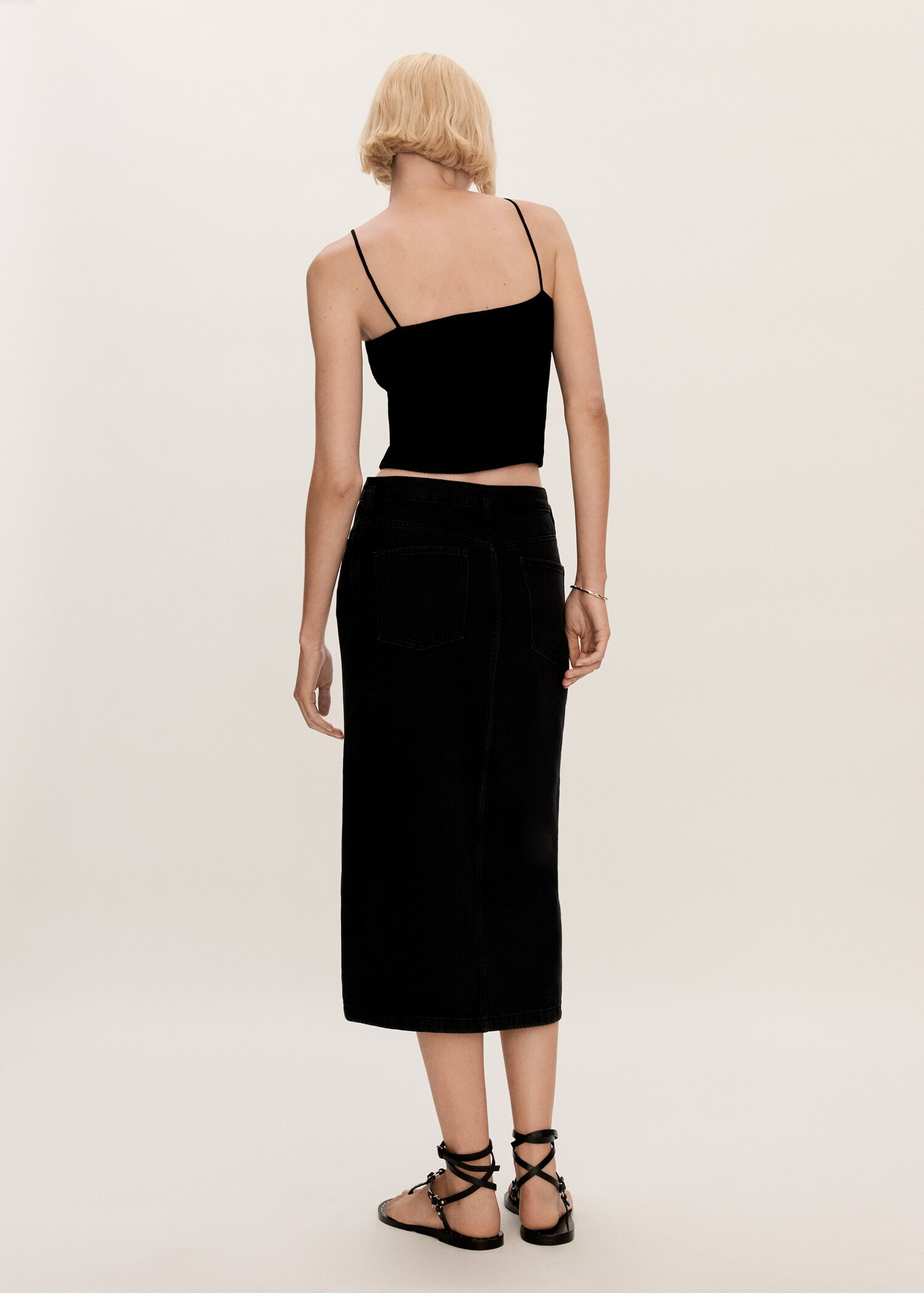 Slit denim skirt | MANGO (US)