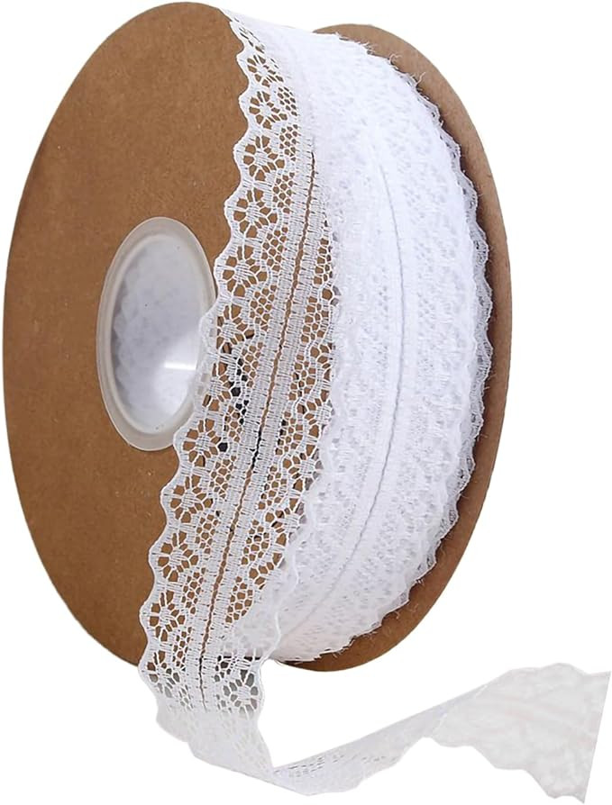 Lace Trim Ribbon 1.2 Inch Wide×50 Yards lace Fabric Vintage Pattern Roll Ribbons - Perfect for G... | Amazon (US)