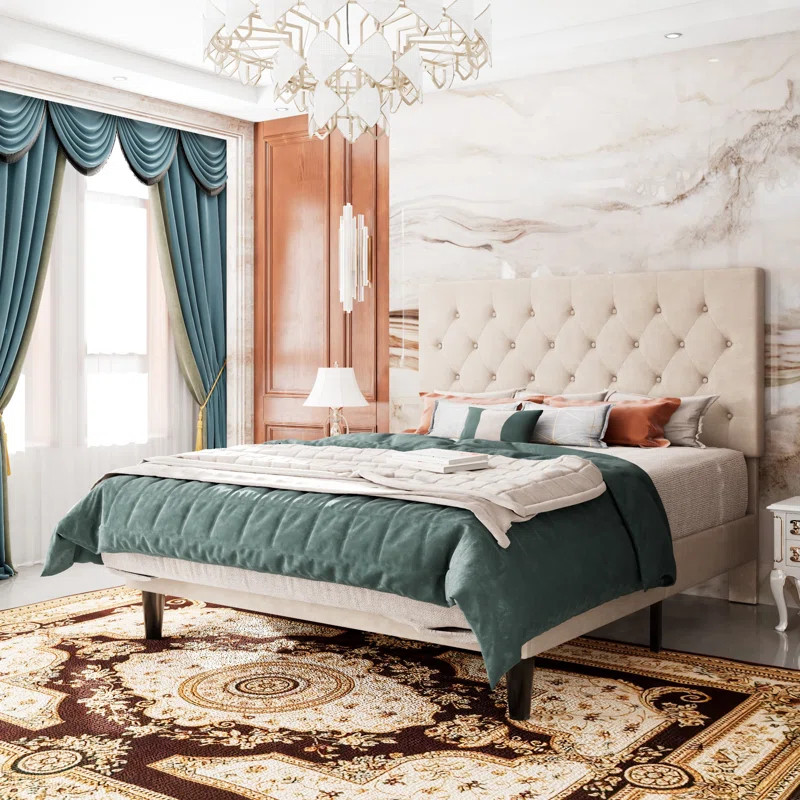 Low Profile Linen or Faux Leather Upholstered Bed | Wayfair North America