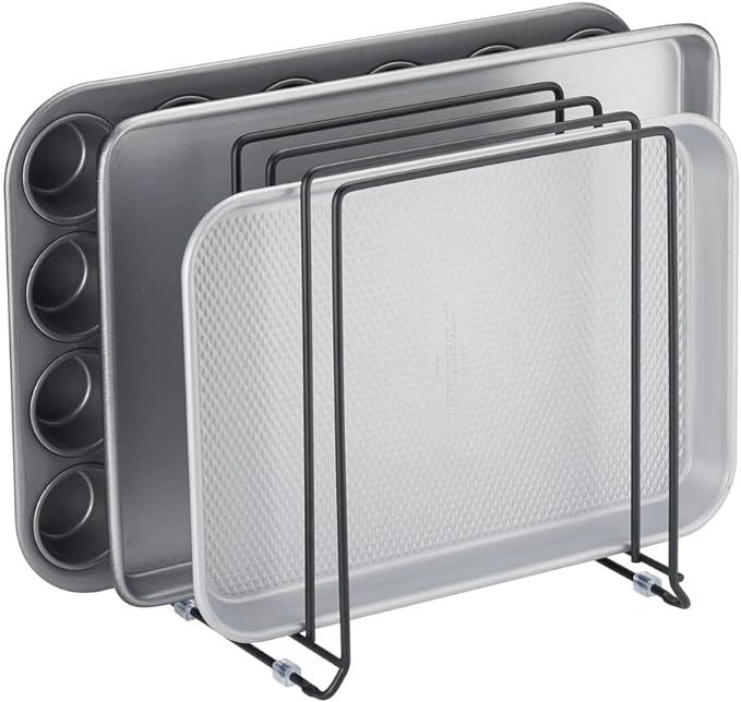 mDesign Steel Large Storage Tray Organizer Rack for Kitchen Cabinet - Organizer Divider Holder w/... | Amazon (US)
