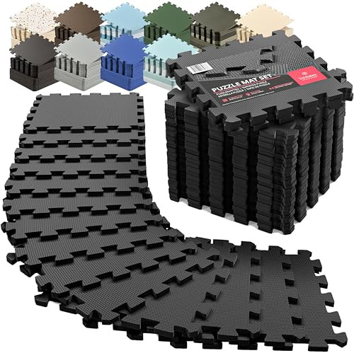 bemaxx Gym Mats Set - 18 pcs EVA Interlocking Foam Floor Tiles (12.6"x12.6"x0.4") 18sqft Protective Gym Flooring Sports Home Workout Exercise Mats Puzzle Garage Fitness Play-Room Pool Treadmill Bike | Amazon (US)