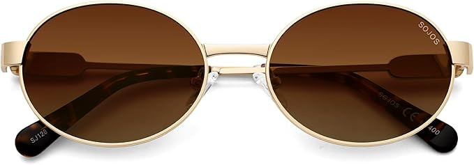 SOJOS Retro Oval Polarized Sunglasses Womens Men,Trendy Round 90s Shades SJ1281 | Amazon (US)