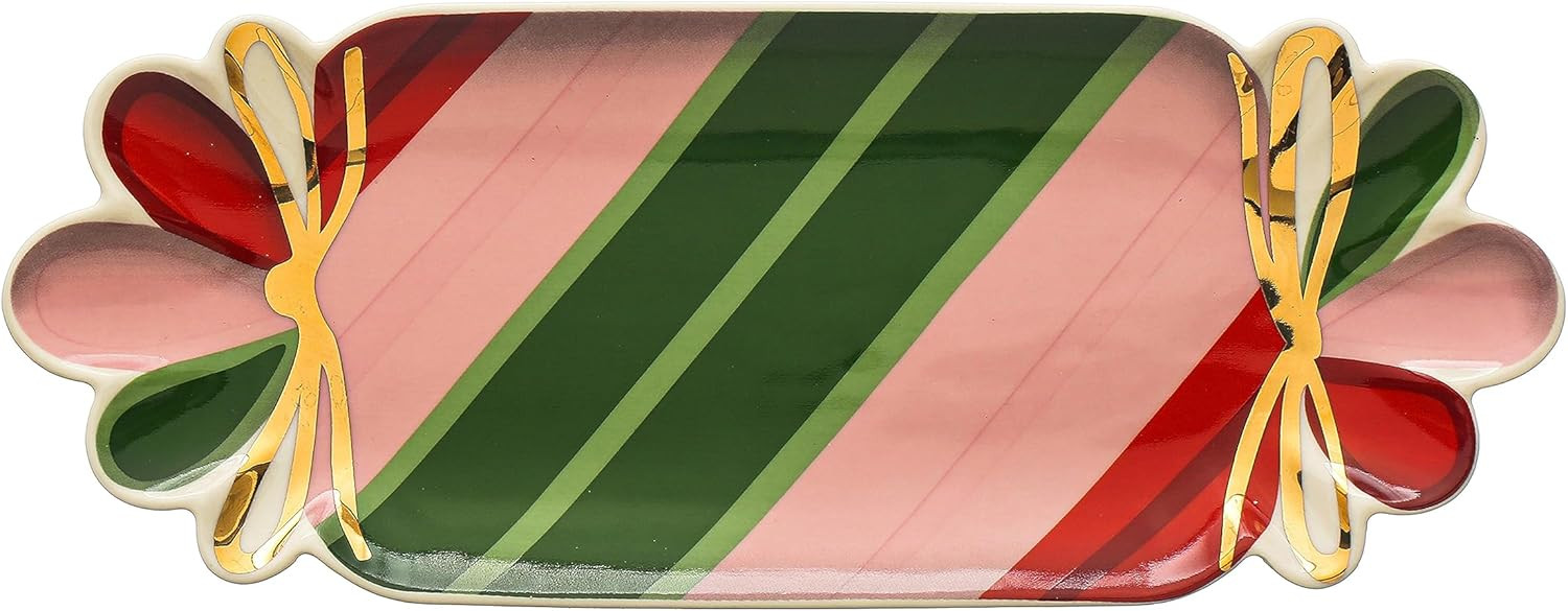 Creative Co-Op Stoneware Candy Shaped Plate with Gold Electroplating, Multicolor Serveware, Multi | Amazon (US)