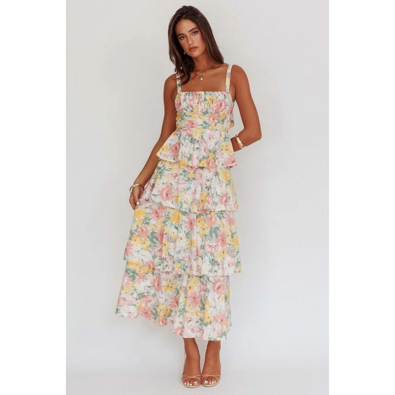 Spring/Summer Floral Print Dress with Bows, Perfect for Vacations and Parties | Walmart (US)