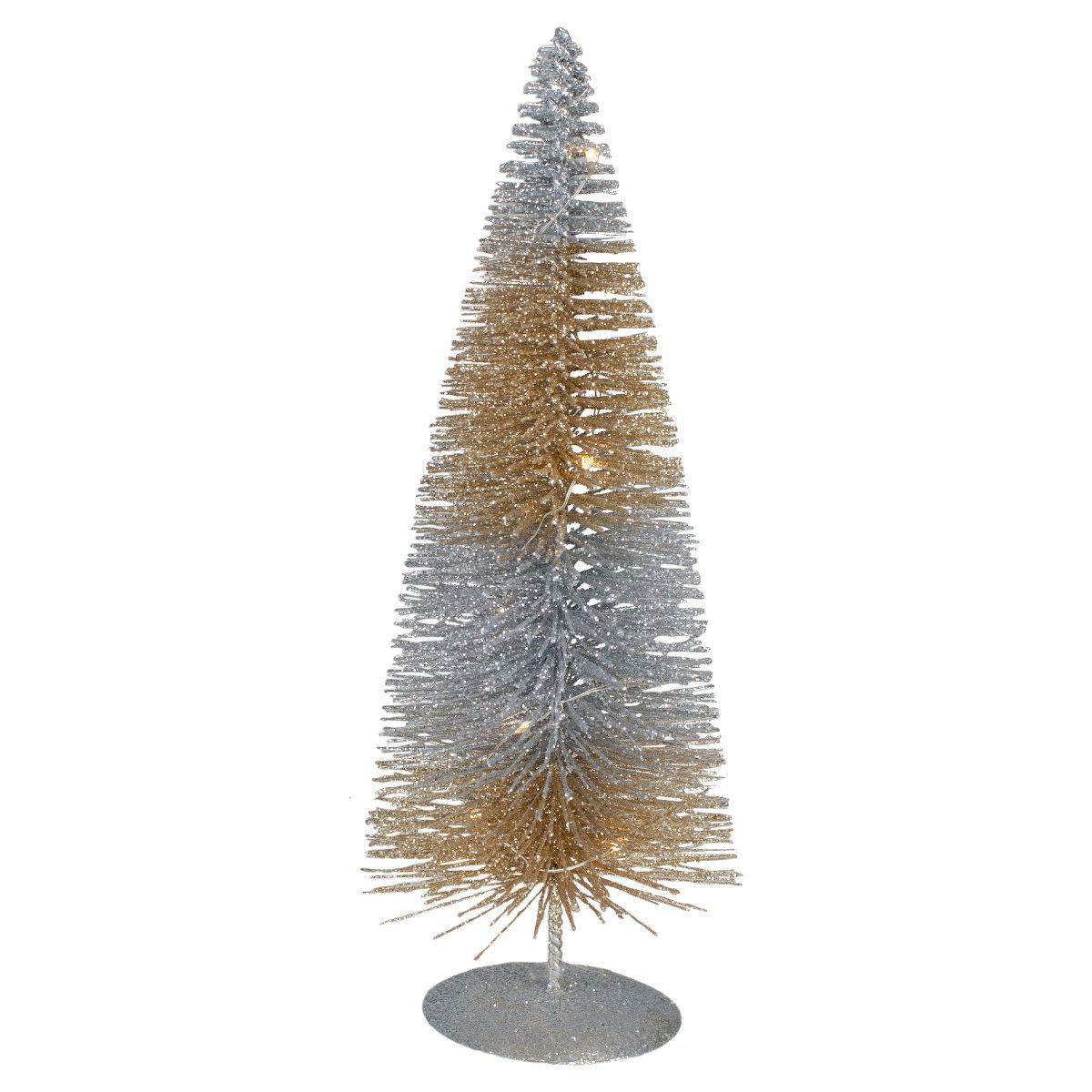 Northlight 10" LED Lighted B/O Silver and Gold Sisal Mini Christmas Tree - Warm White Lights | Target