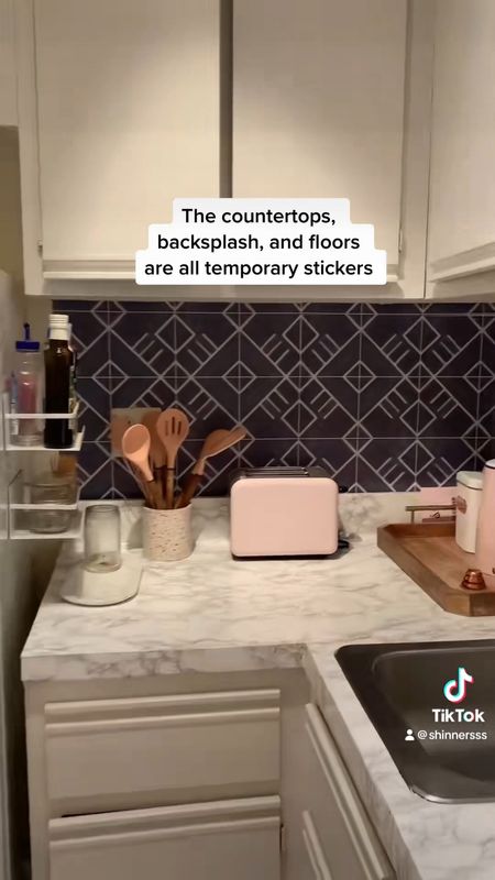 Renter friendly wallpaper / backsplash in a small kitchen 

#LTKVideo #LTKhome