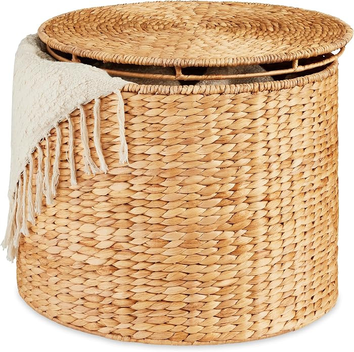 Best Choice Products Large Round Storage Ottoman W/Lid, Handwoven Water Hyacinth Footstool, Accen... | Amazon (US)