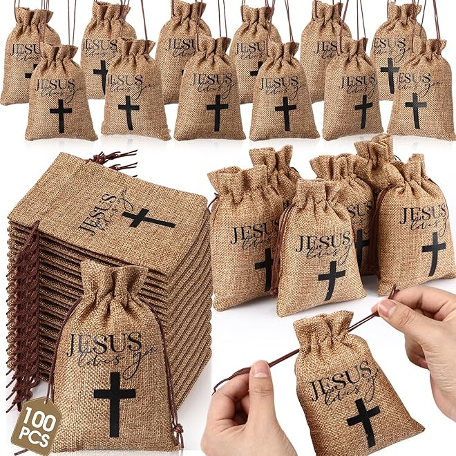Religious Burlap Easter Party Bags | Amazon (US)