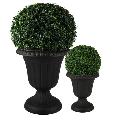 Pure Garden Large and Small Urn Planter 2PK, Black | Target
