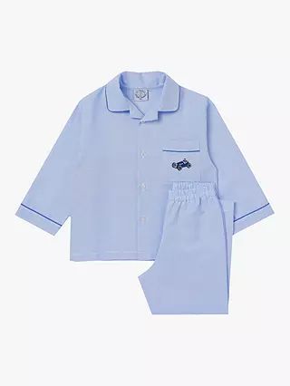 Trotters Original Pyjama Company Kids' Henry Cotton Pyjamas, Pale Blue Chambray | John Lewis (UK)