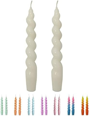 Gedengni Spiral Taper Dinner Candles Conical Stick Candles H 19 cm for Holiday Wedding Party,Beig... | Amazon (US)