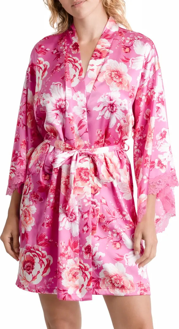 My Valentine Floral Satin Wrap Robe | Nordstrom