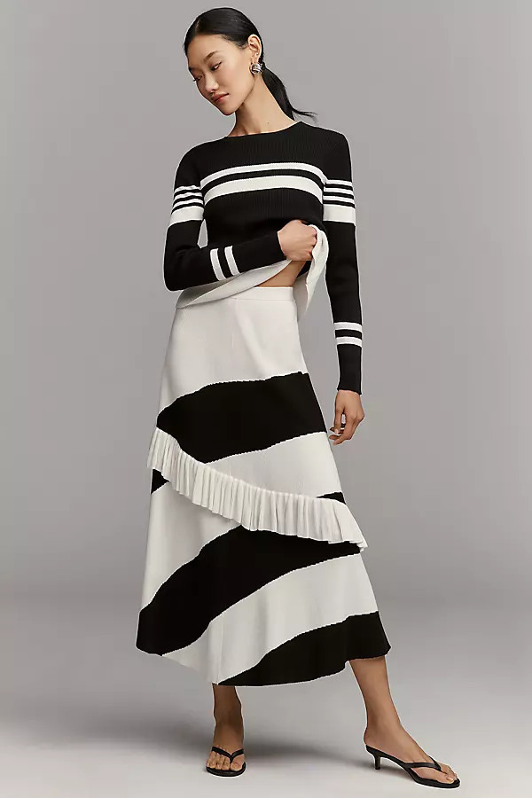 Asymmetric Ruffle Maxi Skirt | Anthropologie (US)