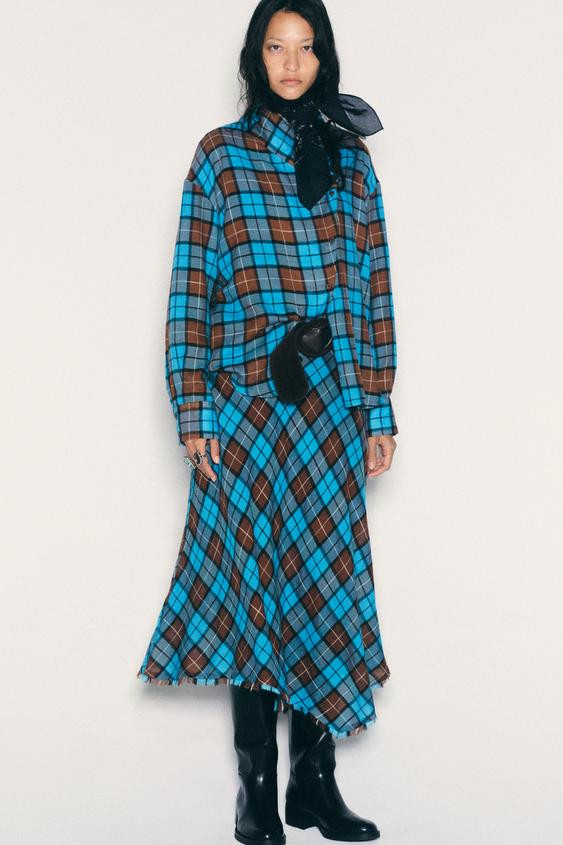 PRINTED ASYMMETRIC BELTED SKIRT | Zara US