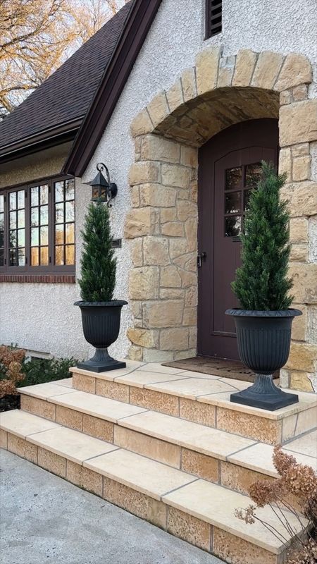 First time ordering faux outdoor plants and these cedar trees did not disappoint! Our pots are from many years ago but linking similar ones. *winter decor, Christmas decor
