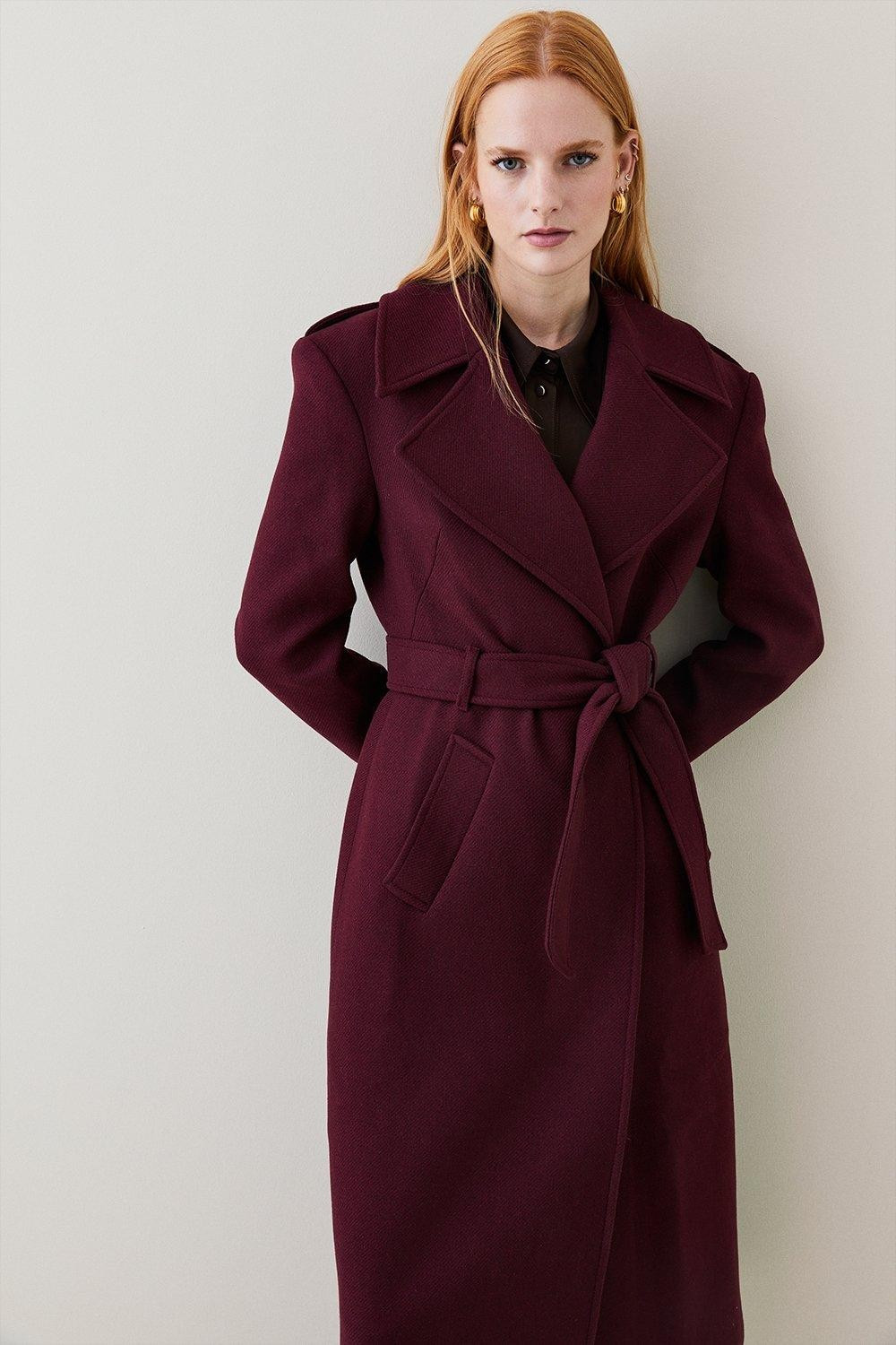 Italian Wool Strong Shoulder Coat | Karen Millen UK + IE + DE + NL