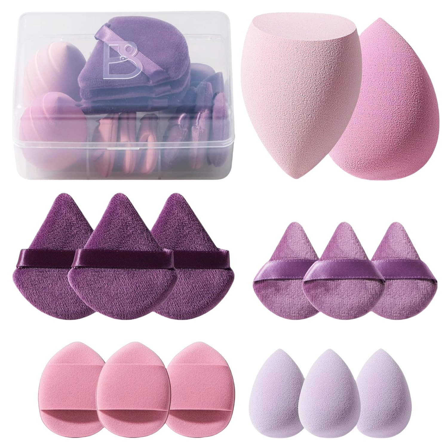Makeup Sponge Set BS-MALL Triangle Puff 14 Pcs for Liquid, Cream, and Powder, Multi-colored Makeu... | Amazon (US)
