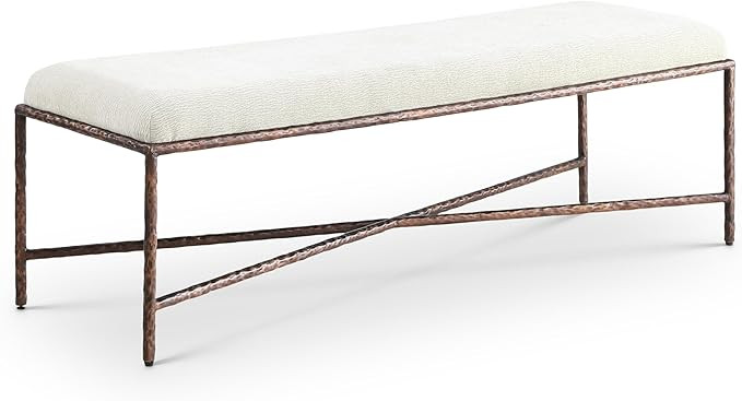 Meridian Furniture 22066Cream Valley Collection Modern | Contemporary Bench with Soft Cream Cheni... | Amazon (US)