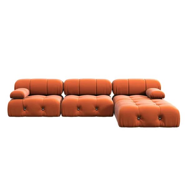 104'' Wide Velvet Reversible Modular Sofa & Chaise with Ottoman | Wayfair North America