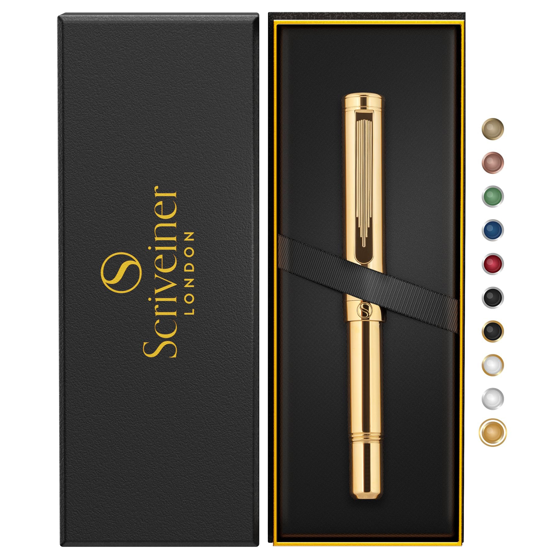Scriveiner Heavy Gold Rollerball Pen, Award Winning Luxury Pocket Pen with Real Gold Plating Plat... | Amazon (UK)