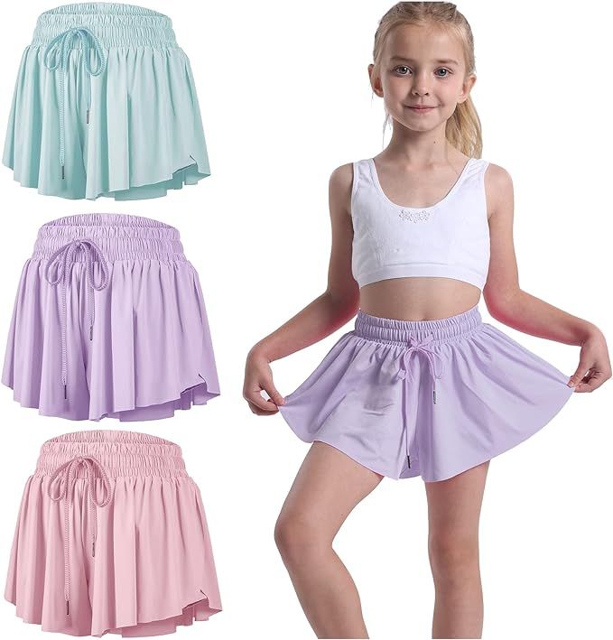 3 Pack Butterfly Flowy Shorts Skirts for Girls Tennis Cheer Stuff Athletic Preppy Running Sports ... | Amazon (US)