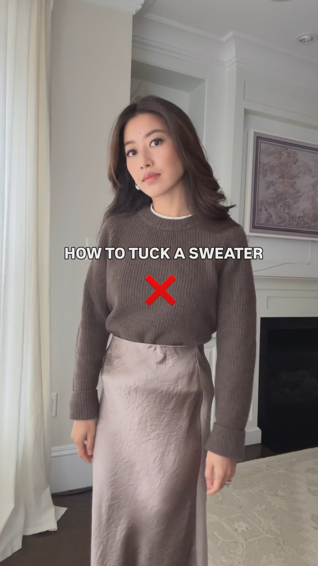 I also got the thinner Crop Tuck band linked in size Small and it works too! I like that it adjusts easily.

Sz Small Leibster brand band is fitted on me (I’m usually sz 24 jeans)

Outfit 1:
• Quince Fisherman Crewneck Sweater in brown xs. A thicker rib knit, with a relaxed fit on me, sleeves folded. Great cozy staple I have in multiple colors 

• Aritzia satin maxi skirt sz 0 (size up) nomad taupe, length great for petites if you want something longer; and fabric is a nice weight , not clingy and non staticky. 

• lululemon All Yours Organic Cotton Cropped T-Shirt xxxs but I could’ve easily done xxs for a less shrunken fit. Soft but has some boxy structure and the length is great for still showing the waistline but doesn’t show my skin

Outfit 2:
• Sezane Othello cardigan xxs . Fyi I wear over a layer, tee or under tank,  since sezane wool is slightly itchy 

• Aritzia lodge pull on crepe pants in light birch xxs short. Don’t wrinkle and great for travel too. Xxs short is 9.5” rise and 28” inseam.

Fashion hacks , style tips , elevated fall outfits , holiday party ideas#LTKParties

#LTKPetite #LTKHoliday